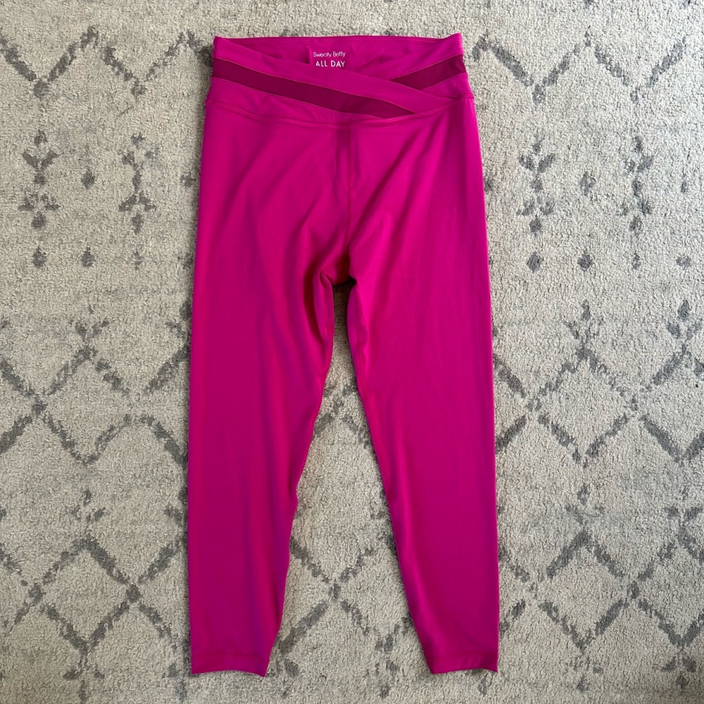 Sweaty Betty All Day Wrap Waist 7/8 Legging Phlox Pink size Medium